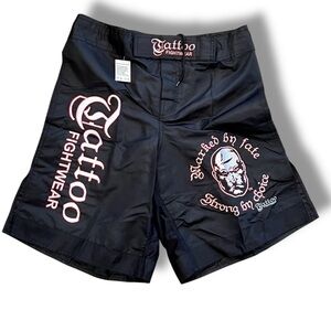 Tattoo Fightwear MMA Kanagawa Fight Shorts - Black & White NEW WITH TAGS